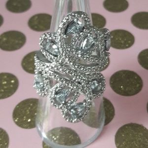 925 sterling silver white sapphire cocktail ring